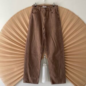 Motel Rocks Brown Wide Leg High Waisted Denim Pants